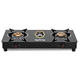 Lifelong 2 Burner Gas Stove Top for Kitchen - Automatic Ignition Cooktop Modern Glass Stove for Modular Kitchen, ISI Certified & Compatible with LPG - 1 Year Manufacturer's (Black, LLGS912)