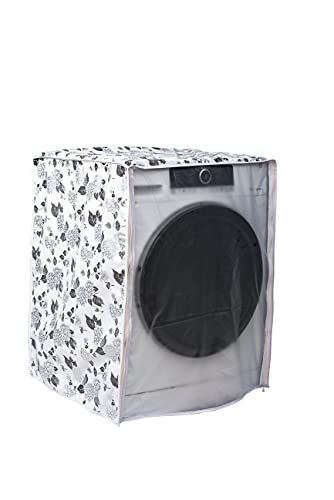 Classic® Front Load Washing Machine Cover for LG 6.5 Kg & 8Kg (63Cmsx63Cmsx81Cms_Half White,Grey) Pack of : 1 Washing Machin Cover