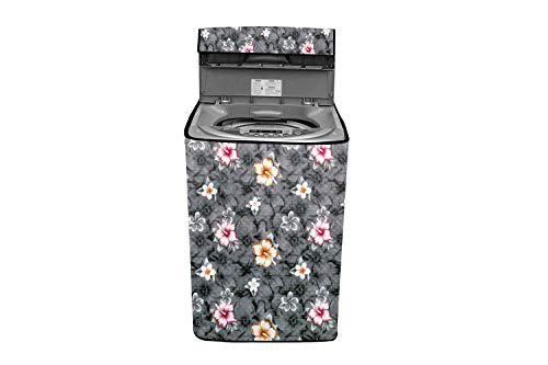 Stylista Washing Machine Cover Compatible for Samsung 7.0 Kg Fully-Automatic Top Loading WA70N4420BS/TL Floral Grey