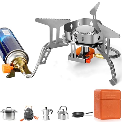 Magnova Portable Cooking Gas Stove,Outdoor Camping Stove with Piezo Ignition,Stainless Steel Folding Butane Gas Stove with Storage Box forBBQ,Hiking,Trekking,Traveling,Emergency Use(Without Cylinder)