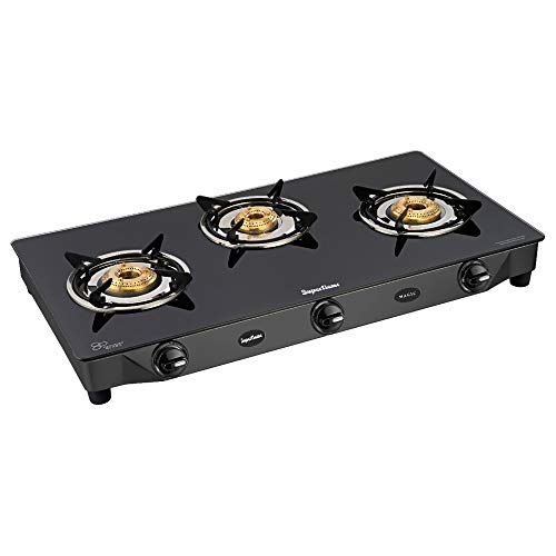 Superflame Magic Glass Top Gas Stove with 2 Year Warranty (3 Burner)