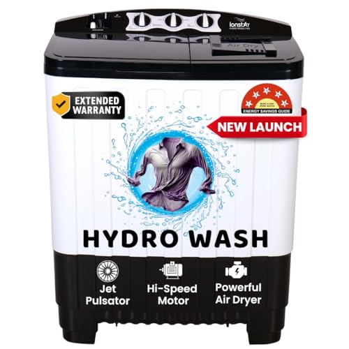 Ionstar 7 Kg Semi Automatic Washing Machine - 5 Star Rated - 2025 - Top Load - Jet Pulsator - Magic Filter - Special Air Dryer - Buzzer - Wheels - Powerful Copper Motor - 1500 RPM (STAR70-AQUA-B)