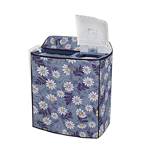 Star Weaves Semi Automatic Washing Machine Cover For LG 6 kg, 6.5 kg, 7kg, 7.5 kg (80 x 86 x 51 cms) Waterproof & Dustproof Cover Floral Printed, Polyester