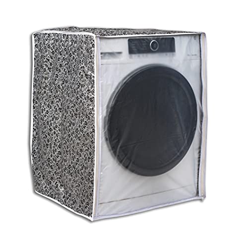 Classic® Front Load Washing Machine Cover for LG 5.5 Kg, 6 Kg & 6.5 Kg (50Cmsx63Cmsx81Cms_Black,Grey) Pack of : 1 Washing Machin Cover