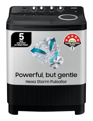 Samsung 8.5 kg, 5 star, Semi-Automatic Top Load Washing Machine (WT85C4200GG/TL, Air Turbo Drying, LIGHT GRAY, 5 Year Warranty on Wash Motor)