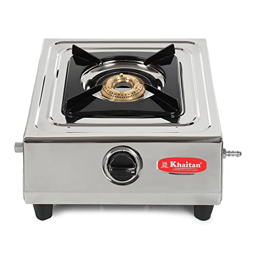 Khaitan 1 Burner Gas Stove BP DICE BF Stainless Steel Manual Ignition LPG Gas Stove with 1 Year Warranty (ISI Approved)