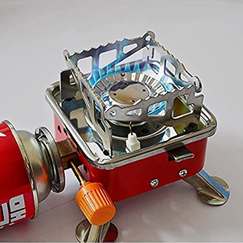 Yorten Gas Stove Mini Portable Square-Shaped Gas Butane Burner Camping Stove travelling Stainless Steel Cooking Stove Folding Furnace Stove with Storage Bag